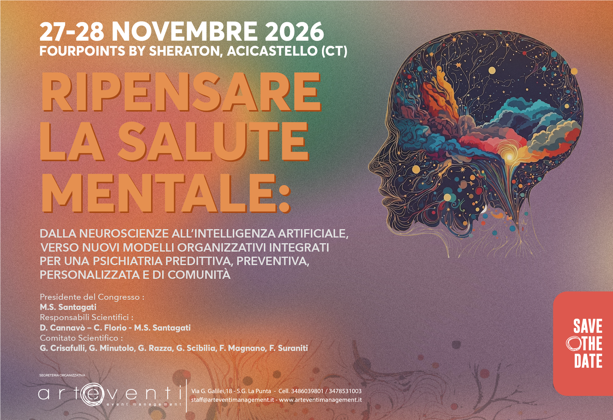 RIPENSARE RIPENSARE LA SALUTE MENTALE: DALLA NEUROSCIENZE ALL’INTELLIGENZA ARTIFICIALE, VERSO NUOVI MODELLI ORGANIZZATIVI INTEGRATI PER UNA PSICHIATRIA PREDITTIVA, PREVENTIVA, PERSONALIZZATA E DI COMUNITÀ - 27-28 NOVEMBRE 2026 - FOURPOINTS BY SHERATON, CT